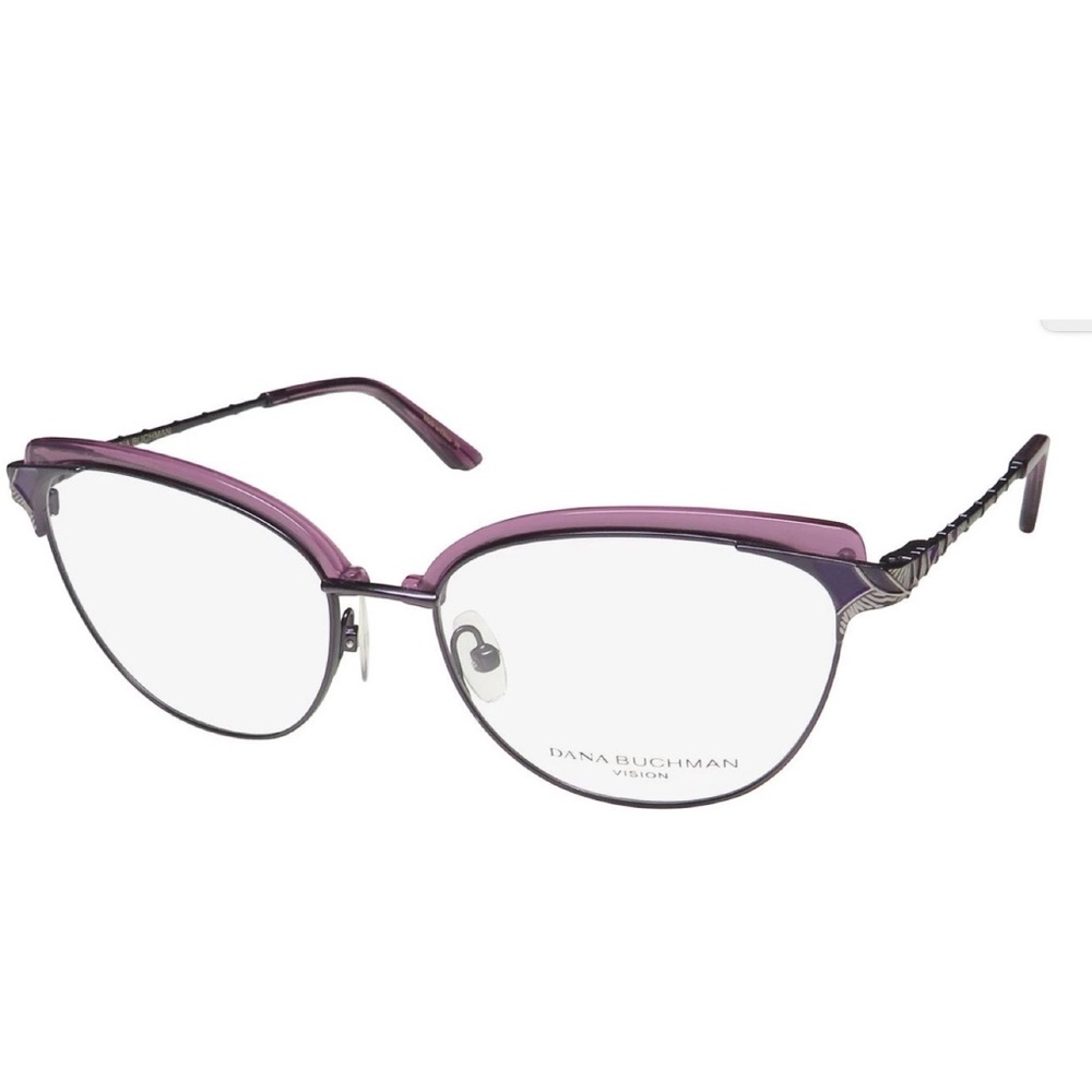 NEW DANA BUCHMAN CHARLEIGH EYEGLASS FRAME WOMENS METAL & PLASTIC PURPLE CAT EYE